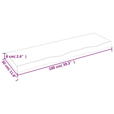 vidaXL Wastafelblad 100x30x(2-6) cm onbehandeld massief hout