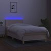 vidaXL Boxspring met matras en LED stof cr&egrave;mekleurig 80x200 cm