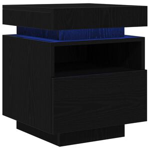 vidaXL Nachtkastje Zwart Eiken 40 x 39 x 48,5 cm Bewerkt hout