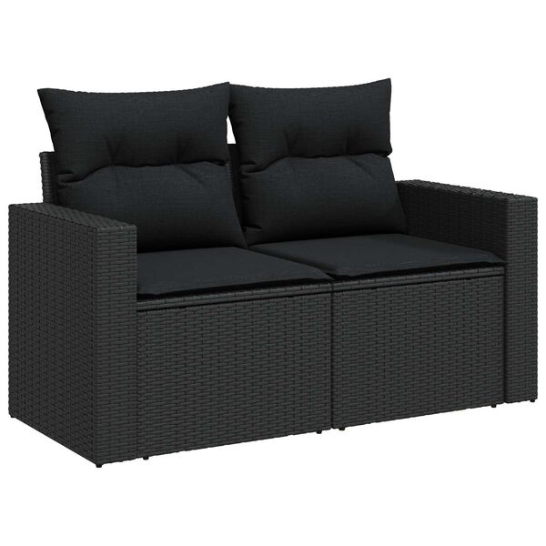 vidaXL Tuinbankenset met kussen 13 pcs Zwart poly rattan