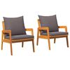 vidaXL Tuinstoel met kussen 2 pcs Olie naturel Massief Acaciahout