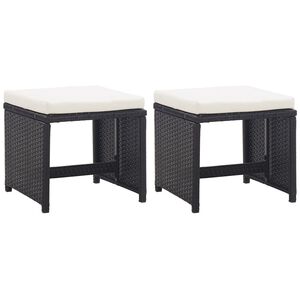 vidaXL Tuinkrukken 2 st met kussens poly rattan zwart