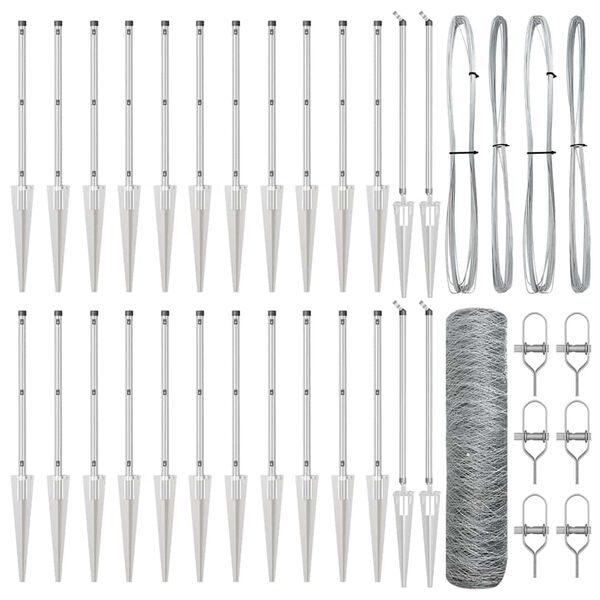 vidaXL Afrasteringspaal Zilver 50 x 0,8 m (50 mm gaas) Staal