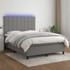 vidaXL Boxspring met matras en LED stof donkergrijs 140x190 cm