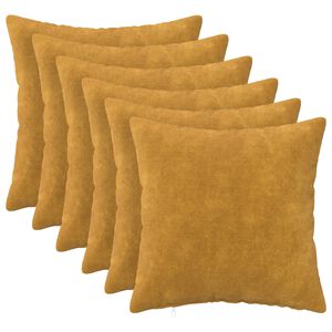 vidaXL Kussensloop 6 st HEERLEN Geel 30 x 30 cm Microfiber Fleece