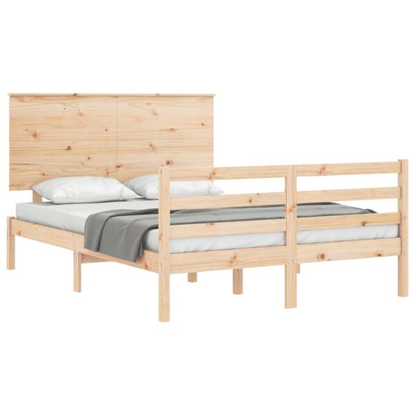 vidaXL Bedframe met hoofdbord massief hout 140x200 cm