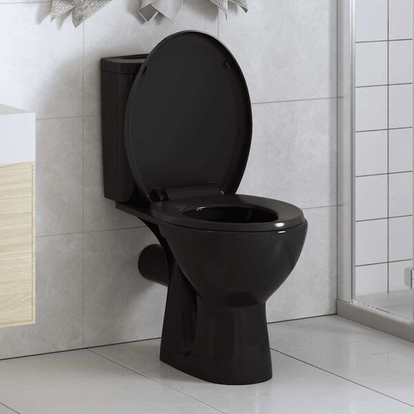 vidaXL Toiletbril soft-close met quick-release ontwerp zwart
