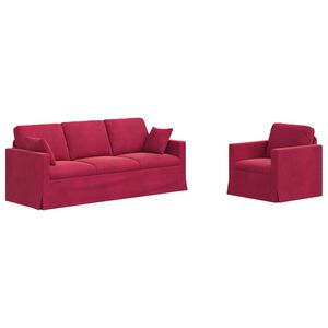 vidaXL Bankstel 2 pcs Wijnrood 198 x 78 x 80 cm Fluweel