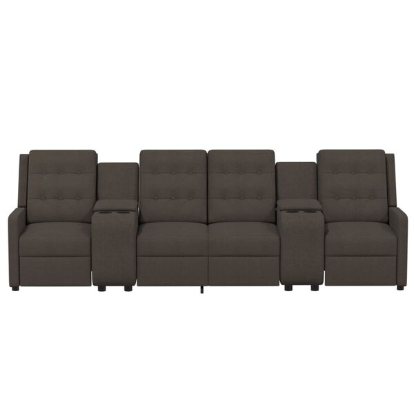 vidaXL Fauteuil 4-zits verstelbaar met bekerhouders stof bruin