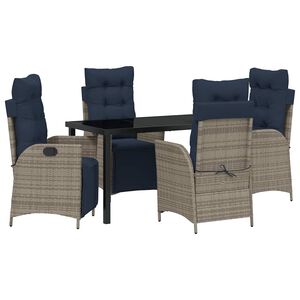 vidaXL Tuin eettafelset 5 st Grijs en zwart Rattan