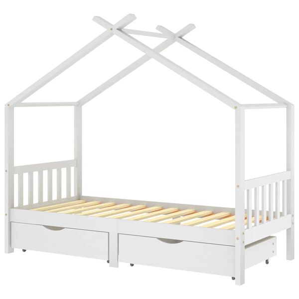 vidaXL Kinderbedframe met lades massief grenenhout 90x200 cm wit