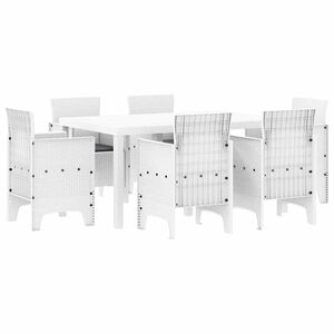 vidaXL Tuin Eetset 7 st Wit Polt riet