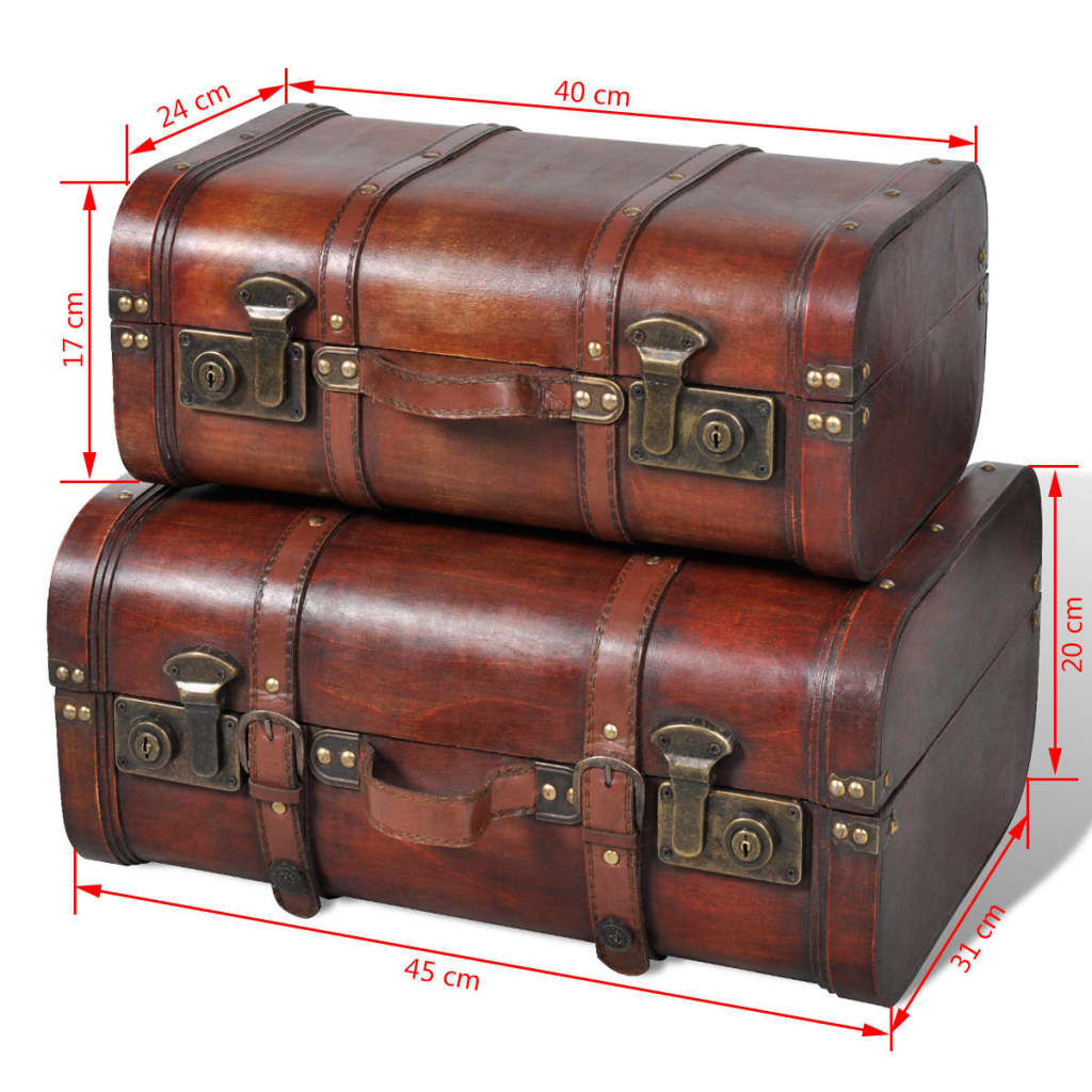 VidaXL Schatkist Vintage - Hout - Bruin - 2 stuks