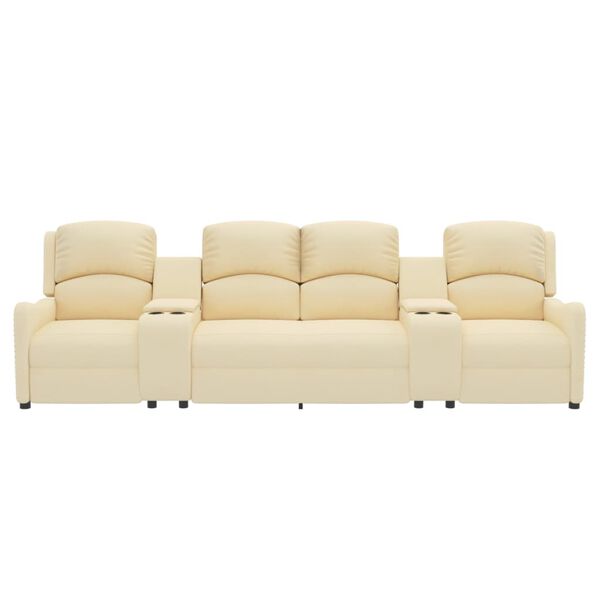 vidaXL Massagestoel 4-zits verstelbaar bekerhouders stof cr&egrave;mekleurig