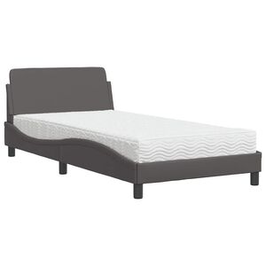 vidaXL Bed met matras "Dover" kunstleer grijs 100x200 cm