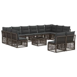 vidaXL Tuinbankenset 13 pcs Grijs poly rattan