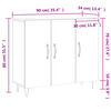 vidaXL Dressoir 90x34x80 cm bewerkt hout sonoma eikenkleurig