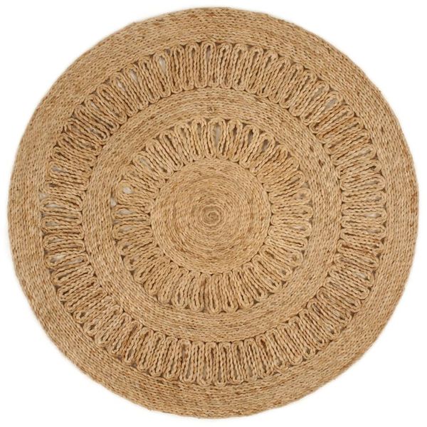 vidaXL Tapijt rond 90 cm gevlochten jute