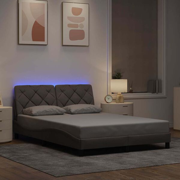 vidaXL Bedframe met LED zonder matras 120x200 cm stof taupe