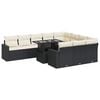 vidaXL 11-delige Loungeset met kussens poly rattan zwart