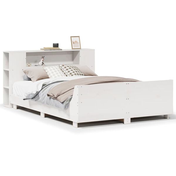 vidaXL Bedframe zonder matras massief grenenhout wit 140x190 cm