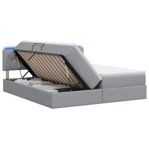 vidaXL LED Opslagbed met Matras Lichtgrijs 180 x 200 cm Stof