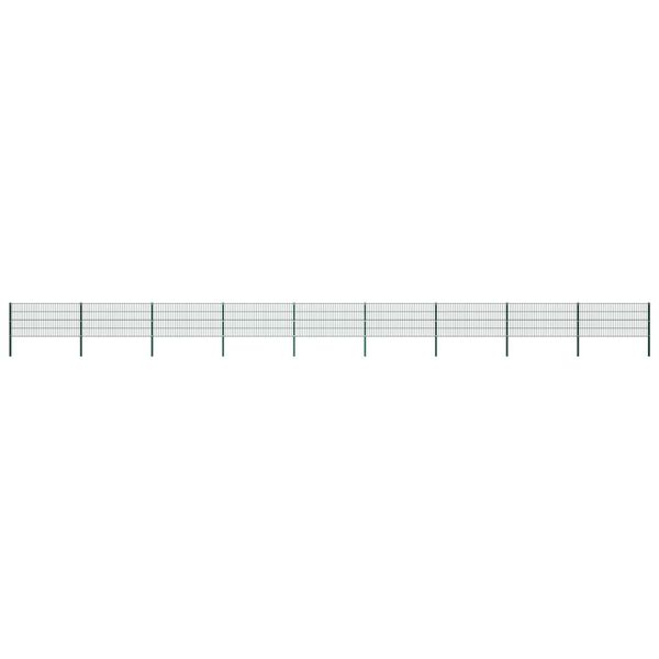 vidaXL Schuttingpaneel met palen ijzer 1557,5x80 cm groen