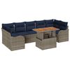 vidaXL Tuinbankenset 8 st Grijs en Marineblauw poly rattan