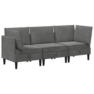 vidaXL Woonkamer Meubelset met kussen 3 pcs Donkergrijs Fluweel