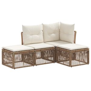 vidaXL Tuinbankenset 4 pcs Beige poly rattan
