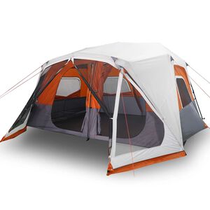 vidaXL Tent met LED 10-persoons snelontgrendeling lichtgrijs en oranje