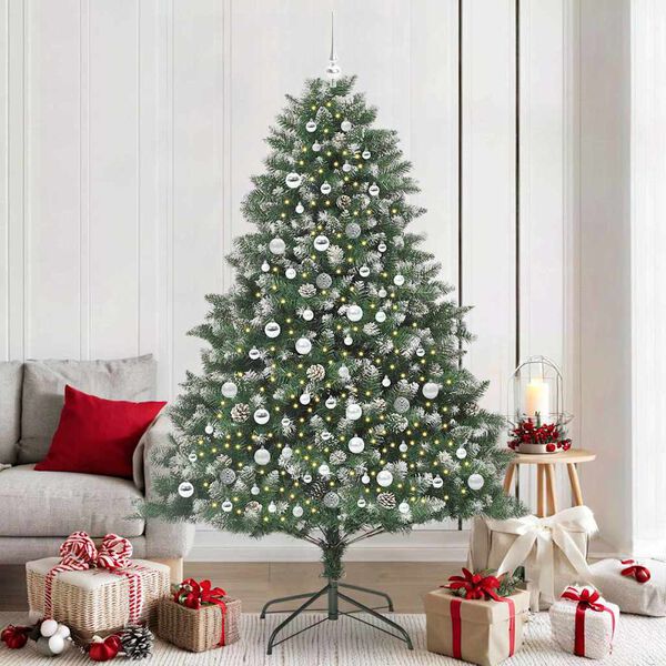 vidaXL Kunstkerstboom met 300 LED Groen 210 cm PVC en Plastic en Staal