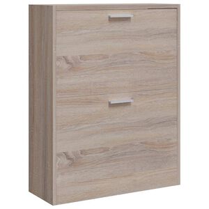 vidaXL Schoenenkast met 2 vakken eiken-look hout