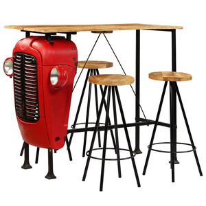 vidaXL 5-delige Barset 120x60x107 cm massief mangohout