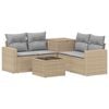 vidaXL Bankstel 6 st Beige en Licht Grijs Poly Rattan en Staal