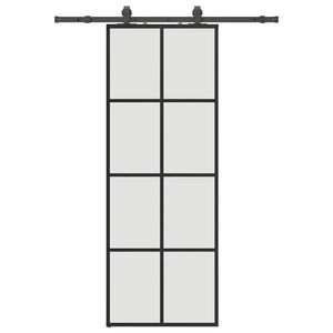 vidaXL Schuifdeur met beslagset 76x205 cm ESG glas zwart