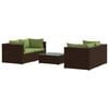vidaXL 5-delige Loungeset met kussens poly rattan bruin