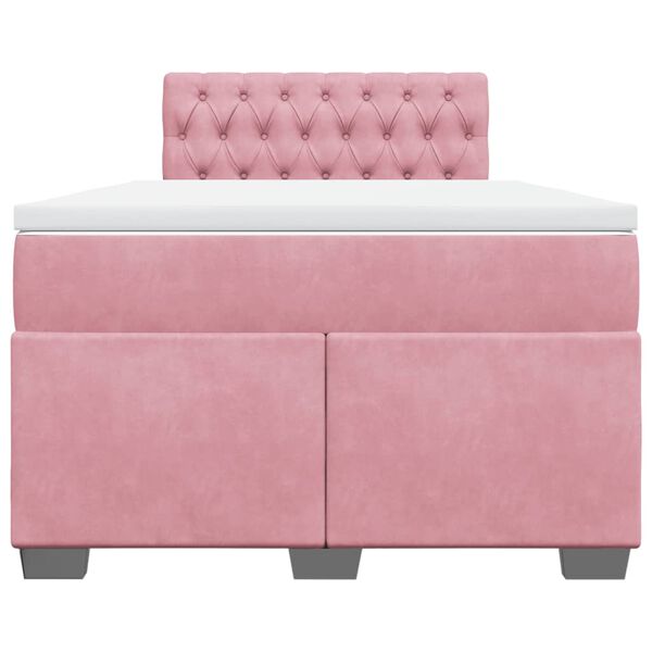 vidaXL Boxspring met matras fluweel roze 120x190 cm