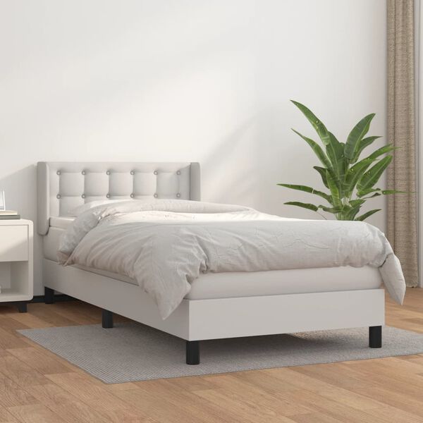 vidaXL Boxspring met matras kunstleer wit 90x190 cm