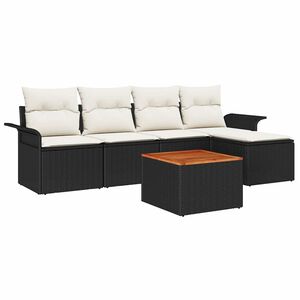 vidaXL Tuinbankenset met opslag 6 pcs Zwart en Cr&egrave;me poly rattan