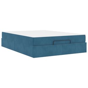 vidaXL Bedframe met matras met matras 2 pcs Blauw Fluweel