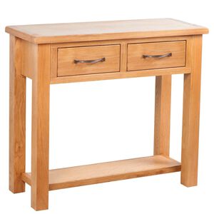 vidaXL Wandtafel met 2 lades 83x30x73 cm massief eikenhout