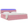 vidaXL Bed met LED -striplichten met opslag Roze 200 x 200 cm Fluweel