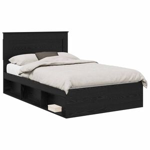 vidaXL Bedframe Zwart eiken 120 x 190 cm Bewerkt hout