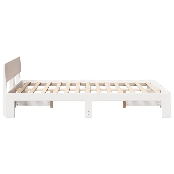 vidaXL Bedframe met hoofdeinde Wit 120 x 200 cm Massief grenenhout