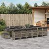 vidaXL 17-delige Tuinset met kussens poly rattan grijs