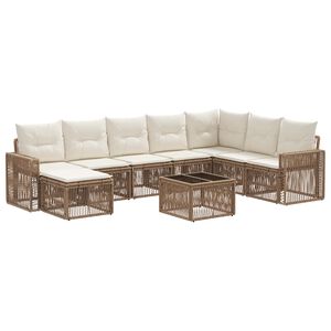 vidaXL Tuinbankenset 9 pcs Beige en Cr&egrave;me Wit poly rattan