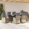 vidaXL Tuin eettafelset met kussen 7 pcs Beige poly rattan