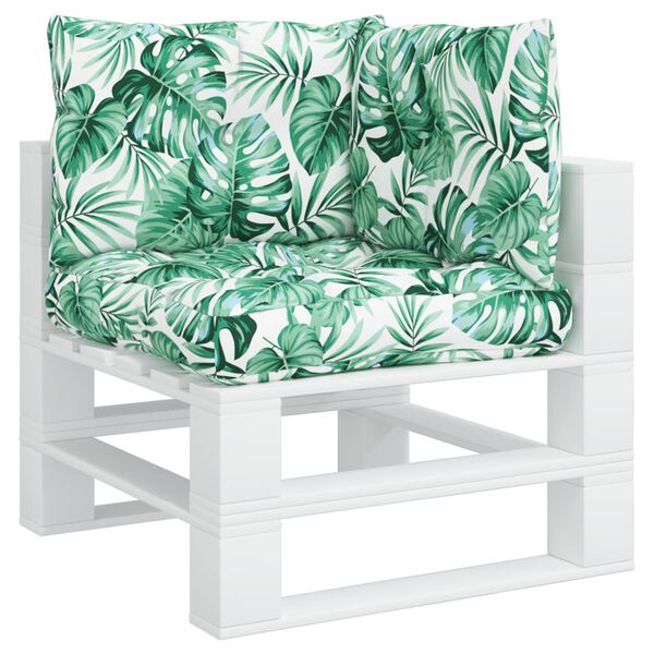 vidaXL Palletkussens 3 st stof bladpatroon