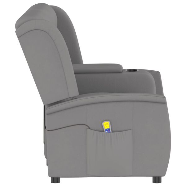 vidaXL Massagestoel 4-zits verstelbaar met bekerhouder lichtgrijs